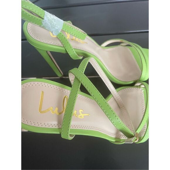 New Lulus Lianya Green Ankle Strappy Wrap Stiletto Shoes Size 7 - Picture 10 of 11